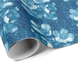 Jasmine Bloom Vintage Flowers Blommönster Blue Presentpapper