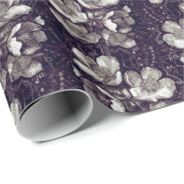 Jasmine Bloom Vintage Flowers Blommönster Grått Presentpapper