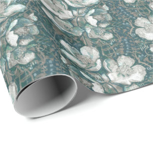 Jasmine Bloom Vintage Flowers Blommönster Grått Presentpapper