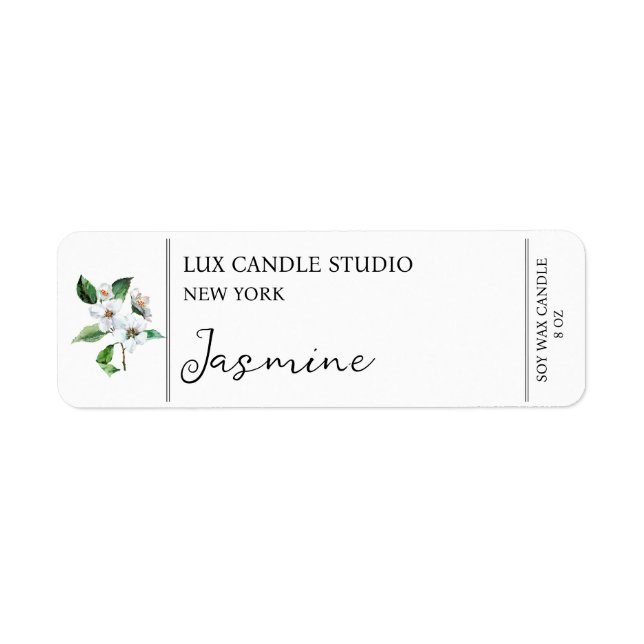 Jasmine Candle-etikett Returadress Etikett (Framsidan)