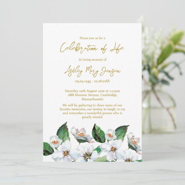 Jasmine Celebration of Life Funeral Inbjudningar (Stående Fram)