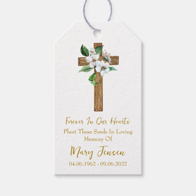 Jasmine Cross Memorial Funeral Seed Packet  Presentetikett (Framsidan)