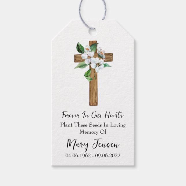 Jasmine Cross Memorial Funeral Seed Packet  Presentetikett (Framsidan)