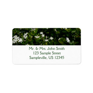 Jasmine Flowers Tropical Blommigt Botanical Adressetikett