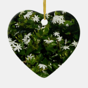 Jasmine Flowers Tropical Blommigt Botanical Julgransprydnad Keramik