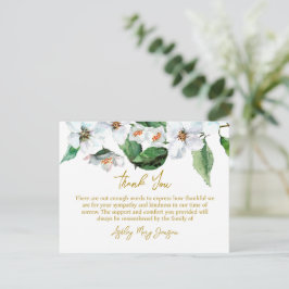 Jasmine Funeral Thank You Card Bereavement Tack Kort
