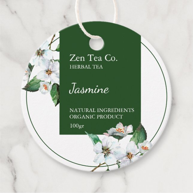 Jasmine Herbal Tea Business Märkre Gåvor Etiketter (Framsida)