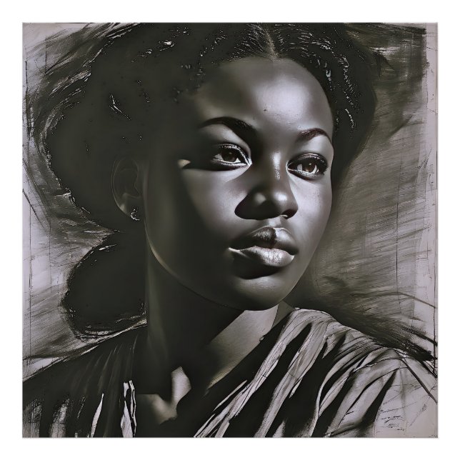 "Jasmine" Kvinnor i träkol Fototryck (Framsidan)