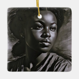 "Jasmine" Kvinnor i träkol Julgransprydnad Keramik