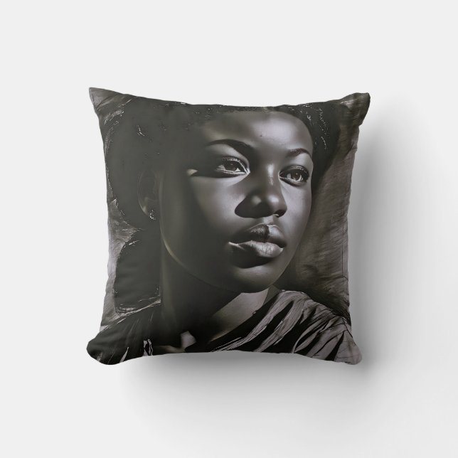 "Jasmine" Kvinnor i träkol Kudde (Framsida)