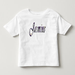 "Jasmine" Lila Blommig Tjejs Namn, T Shirt