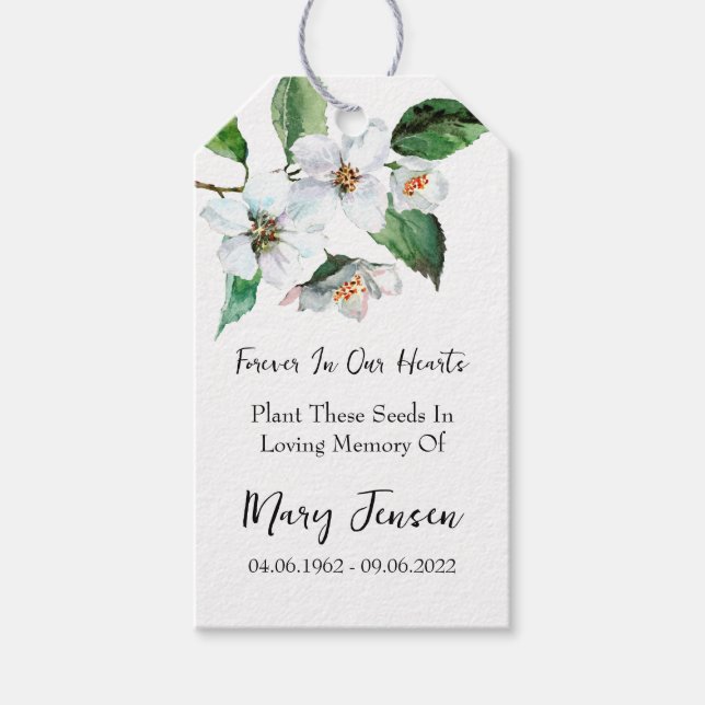 Jasmine Seed Packet Memorial Funeral Presentetikett (Framsidan)