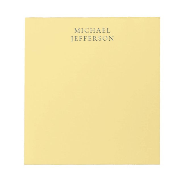 Jasmine & Slate Grey Minimalist Plain Modern Name Anteckningsblock (Framsida)