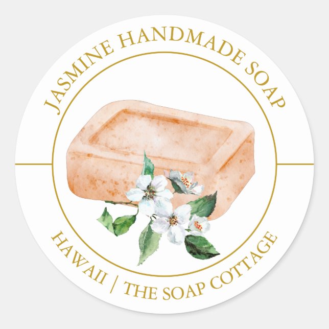 Jasmine Soap-etikett Runt Klistermärke (Framsida)