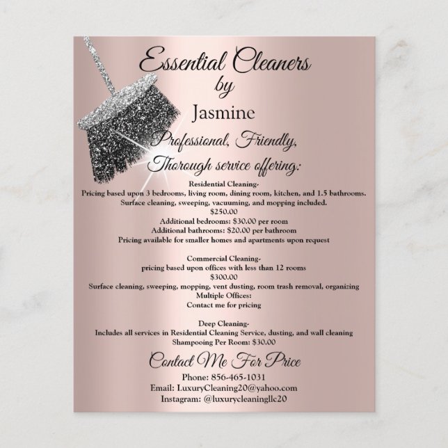 Jasmine Städning Service House Keeping Ro Silver Flygblad (Framsidan)