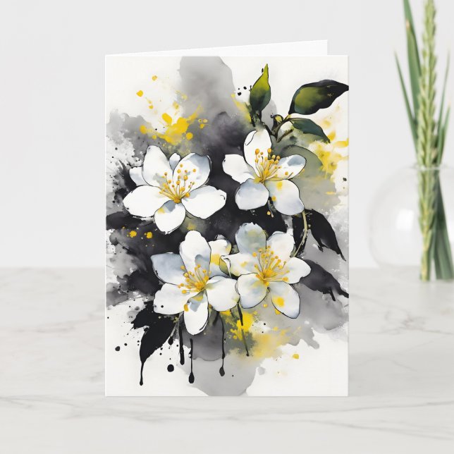 Jasmine - Watercolor flowers Kort (Framsida)