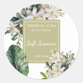 Jasminparfymetikett Runt Klistermärke