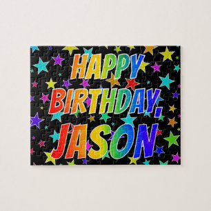 "JASON" Första Namn, Roligt "GRATTIS PÅ FÖDELSE Pussel