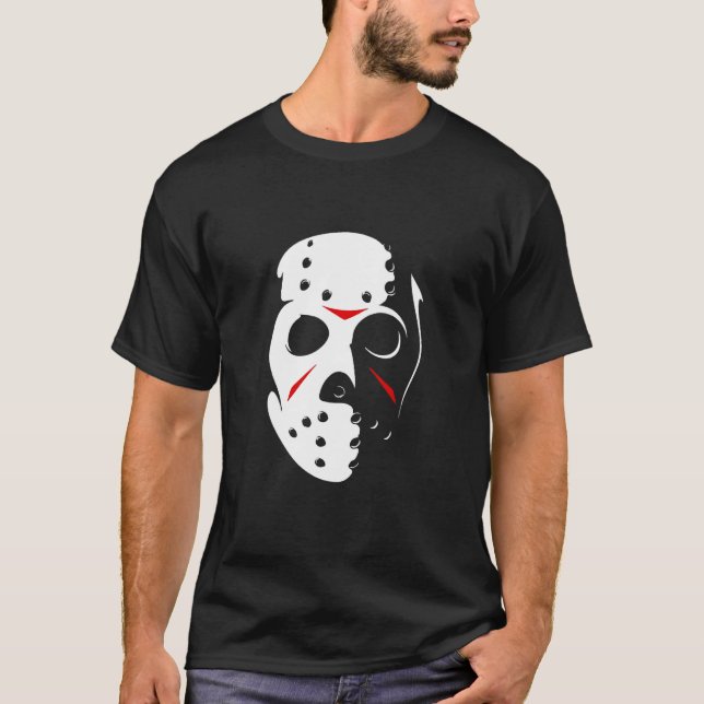 Jason Hockey Mask Halloween Shirt Fredag 13TH T-Sh T Shirt (Framsida)