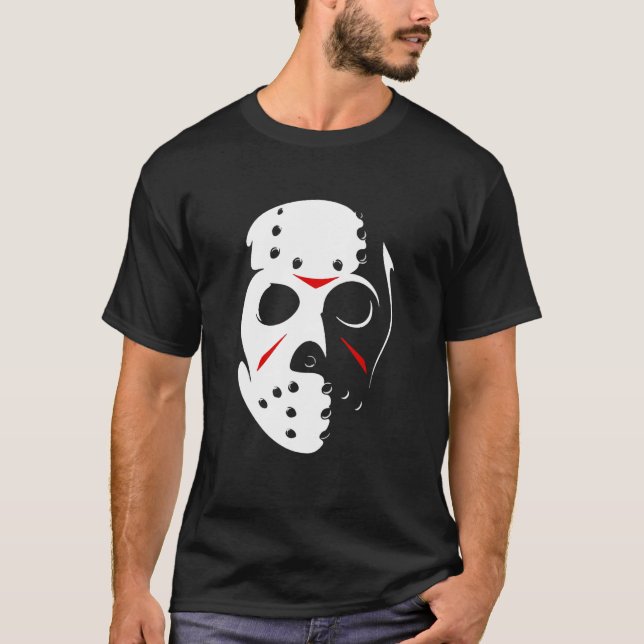 Jason Hockey Mask Halloween Shirt Fredag 13TH T-Sh T Shirt (Framsida)