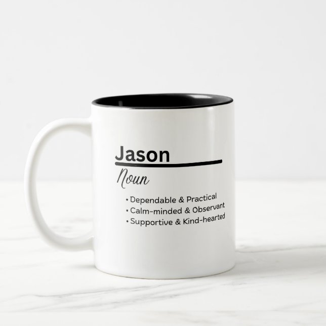 Jason Name Definition Mug | Personalized Boy Name  Två-Tonad Mugg (Vänster)