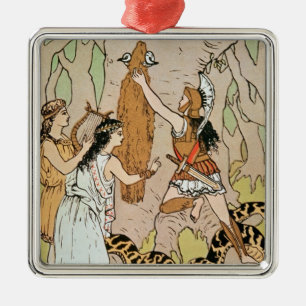 Jason som griper den guld- ullen julgransprydnad metall