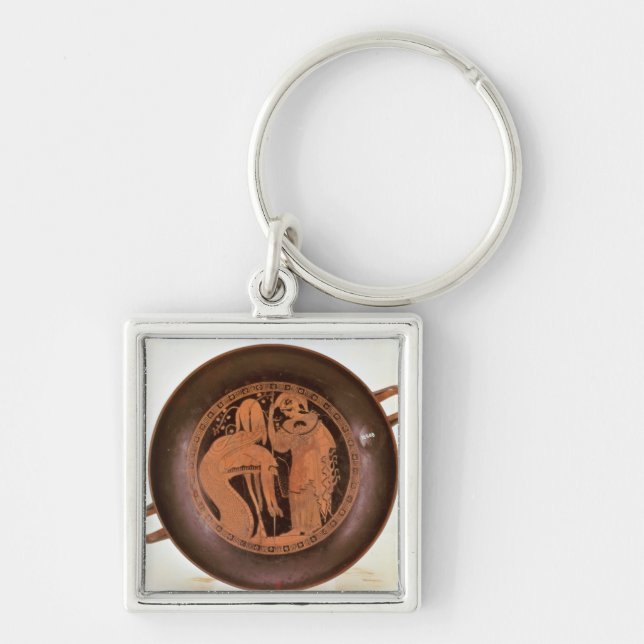 Jason stötas upp fyrkantig silverfärgad nyckelring (Framsidan)