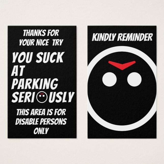 Jason varnar dig på Parking allvarligt Visitkort (Framsida & baksida)