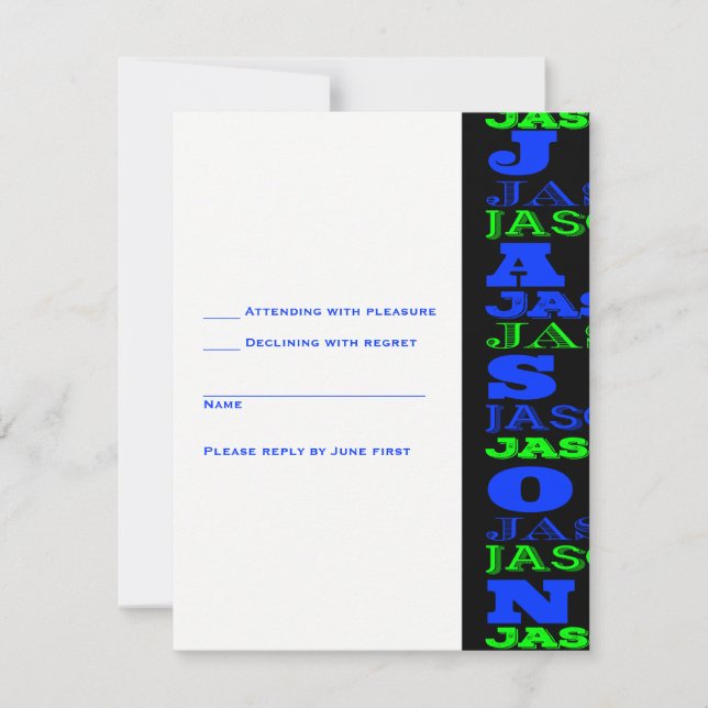 JASONCool Modern Pub Mitzvah-inbjudan Black Blue OSA Kort (Framsida)
