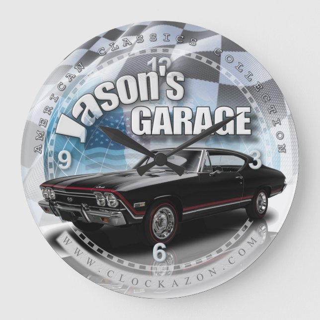 Jason's Garage Chevelle Wall Clock Stor Klocka (Framsida)