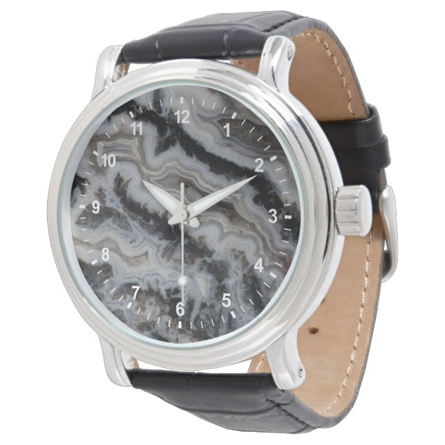 Jasper Agate Blandad skiva Armbandsur (Vinklad)