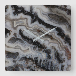 Jasper Agate Mixed Slab Fyrkantig Klocka
