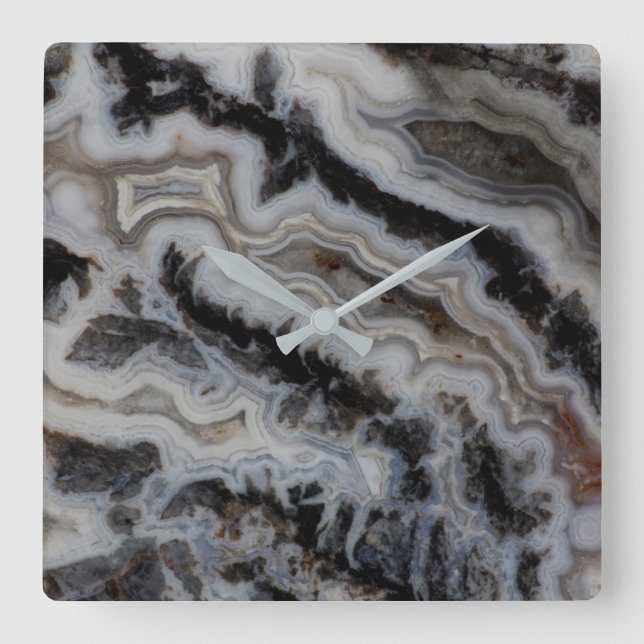 Jasper Agate Mixed Slab Fyrkantig Klocka (Framsida)