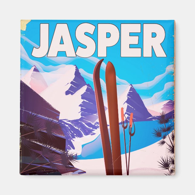 Jasper Alberta Kanada reseskylt Magnet (Framsidan)