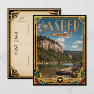 Jasper Arkansas Vintage Art Deco Guldåldern Vykort
