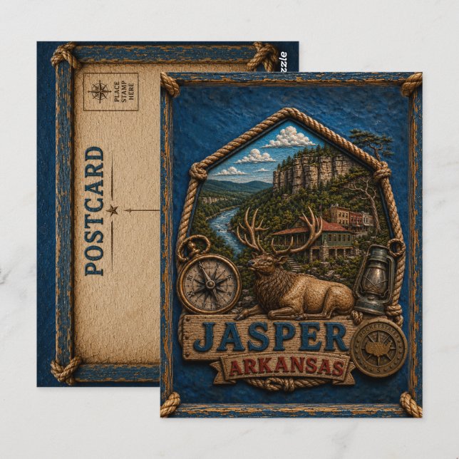 Jasper Arkansas vykort Vintage Resa (Fram/baksida)