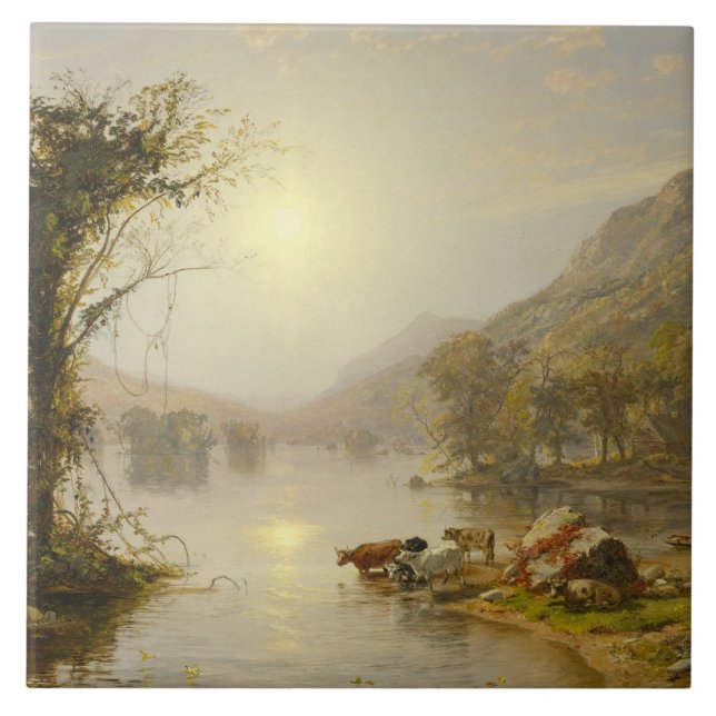 Jasper Francis Cropsey - Hösten på Greenwood Sjö Kakelplatta (Framsidan)