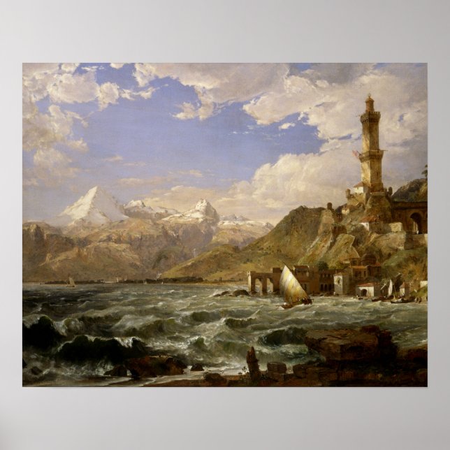 Jasper Francis Cropsey - Kusten i Genua Poster (Framsidan)