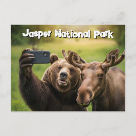 Jasper National Park Bear Moose Selfie Kanada Vykort