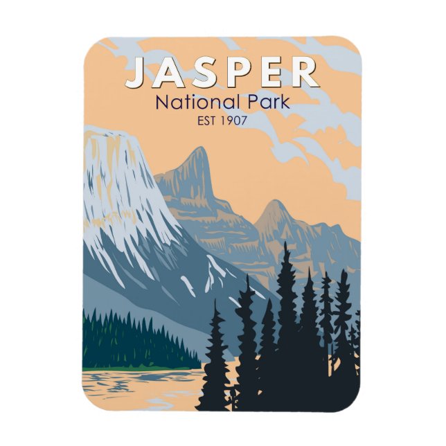 Jasper National Park Canada Travel Art Vintage Magnet (Vertikal)