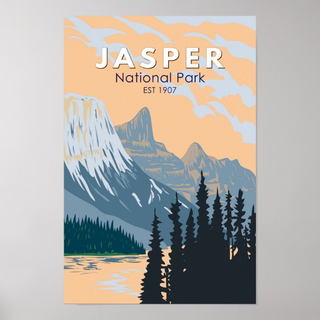 Jasper National Park Canada Travel Art Vintage Poster (Framsidan)