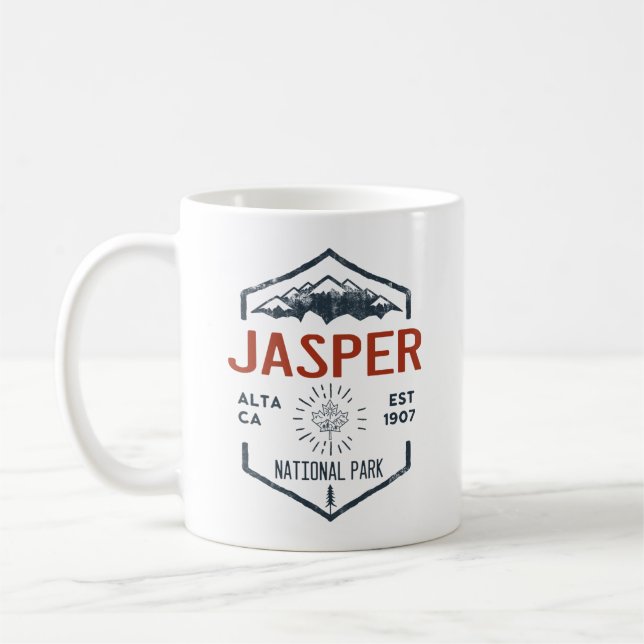 Jasper National Park Canada Vintage Distress Kaffemugg (Vänster)