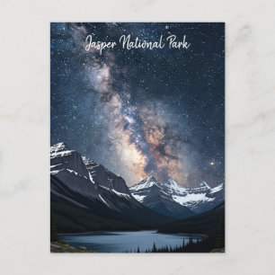Jasper National Park Kanada i natt Vykort