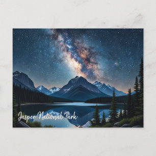 Jasper National Park Kanada i natt Vykort