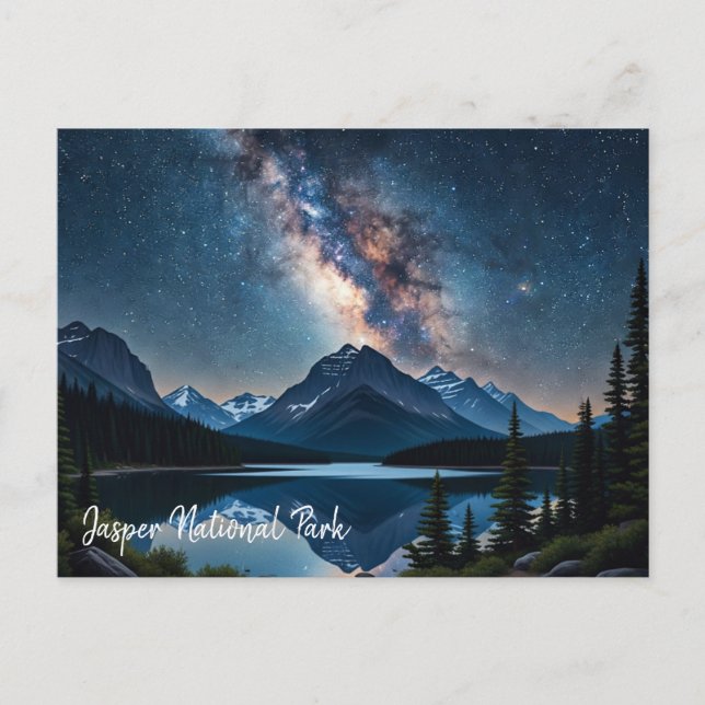Jasper National Park Kanada i natt Vykort (Framsida)