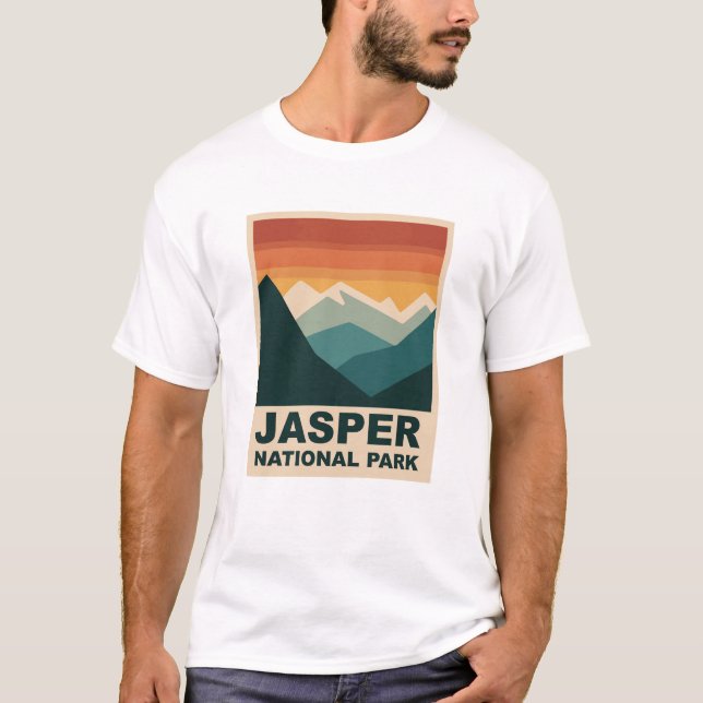 Jasper National Park Minimalist Outdoor Design T Shirt (Framsida)