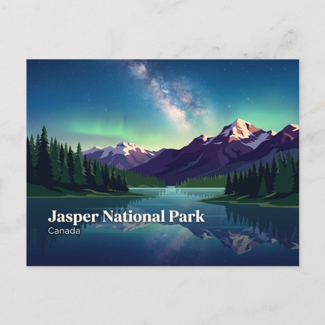 Jasper National Park nattetid Kanada Vykort (Framsida)