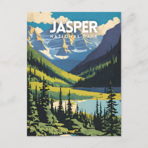 Jasper National Park Nostalgic Travel Poster Vykort