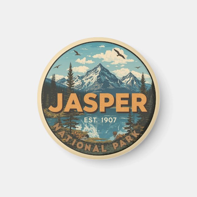 Jasper National Park Rocky Mountains Äventyr gif Magnet (Framsidan)