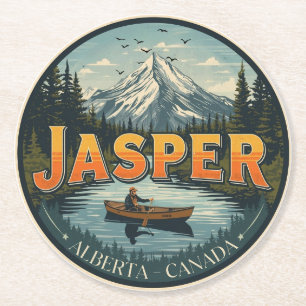 Jasper National Park Rocky Mountains Äventyr gif Underlägg Papper Rund